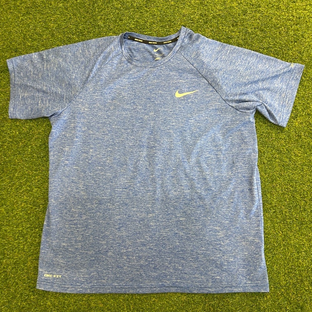 Nike Swim Dri-FIT Blue Heathered UPF 40+ Raglan Performance T-Shirt Large